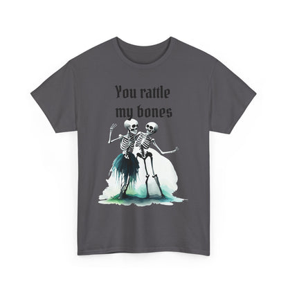 T-Shirt Skeleton Dance Tee  You Rattle My Bones Halloween Shirt Unisex Graphic Tee Cute Skeleton Costume Spooky Season Apparel