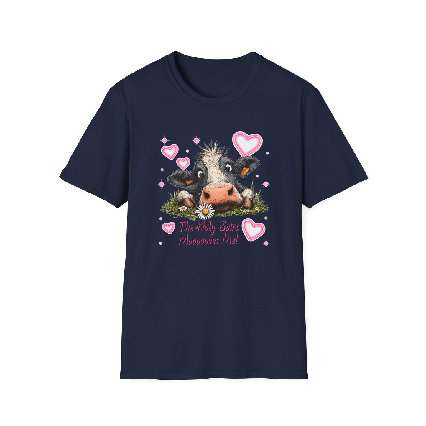 Holy Spirit T-shirt – Funny Faith-inspired Cow Design in 100% Cotton