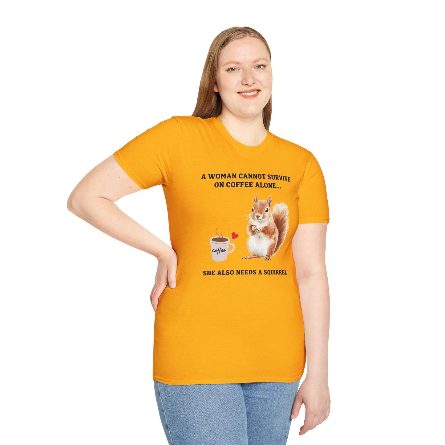 Coffee and Squirrel T-Shirt Cute Squirrel Illustration Coffee Lover Tee Fun Tee