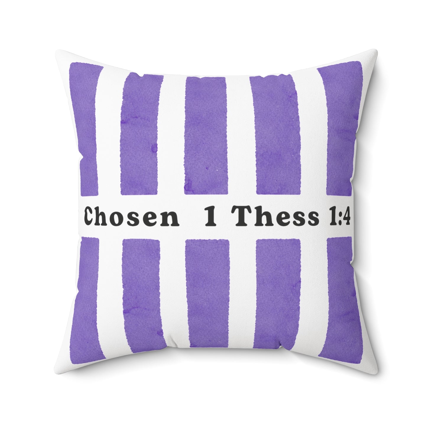Chosen 1 Thess 1:4 Decorative Throw Pillow — Purple Striped Faith Accent