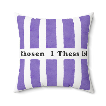 Chosen 1 Thess 1:4 Decorative Throw Pillow — Purple Striped Faith Accent