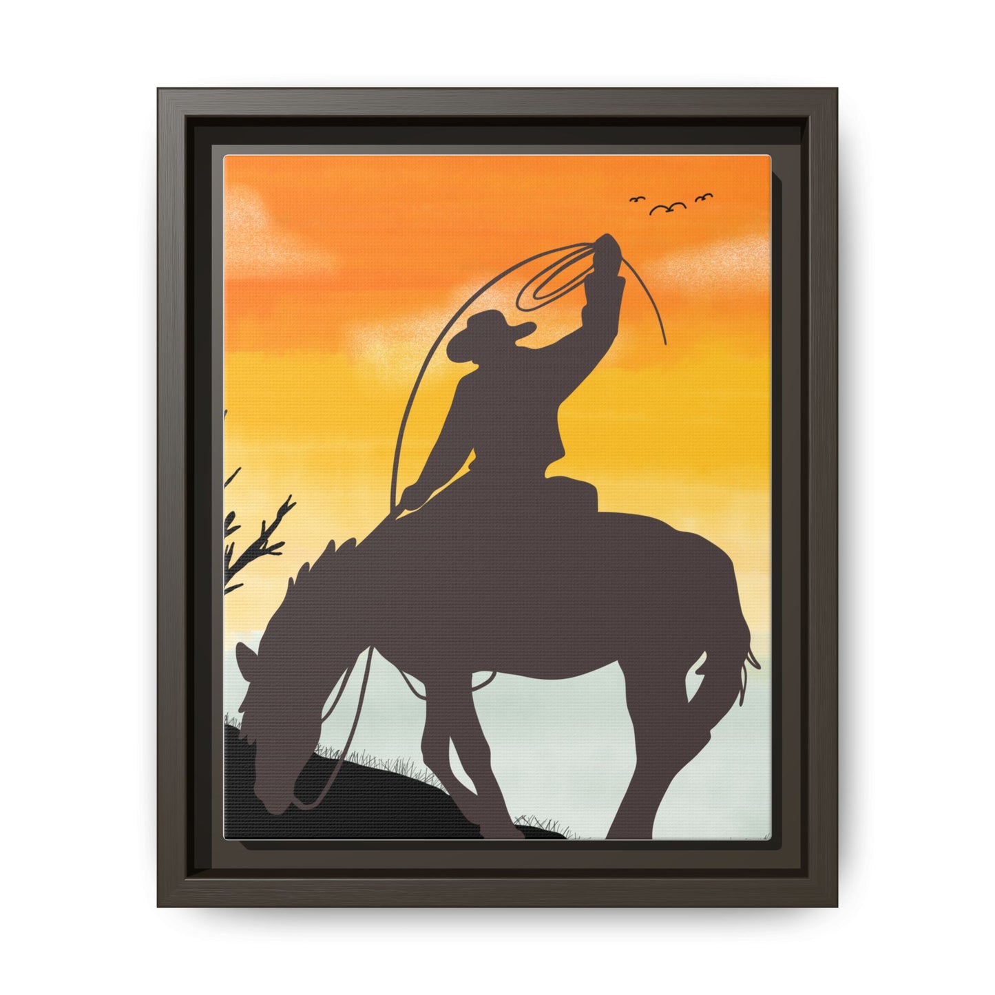 Framed Cowboy Rodeo Art Print Canvas Wall Decor Western Home Decor Rustic Cowboy Gift Equestrian Wall Art Country Themed Art Housewarming Gift