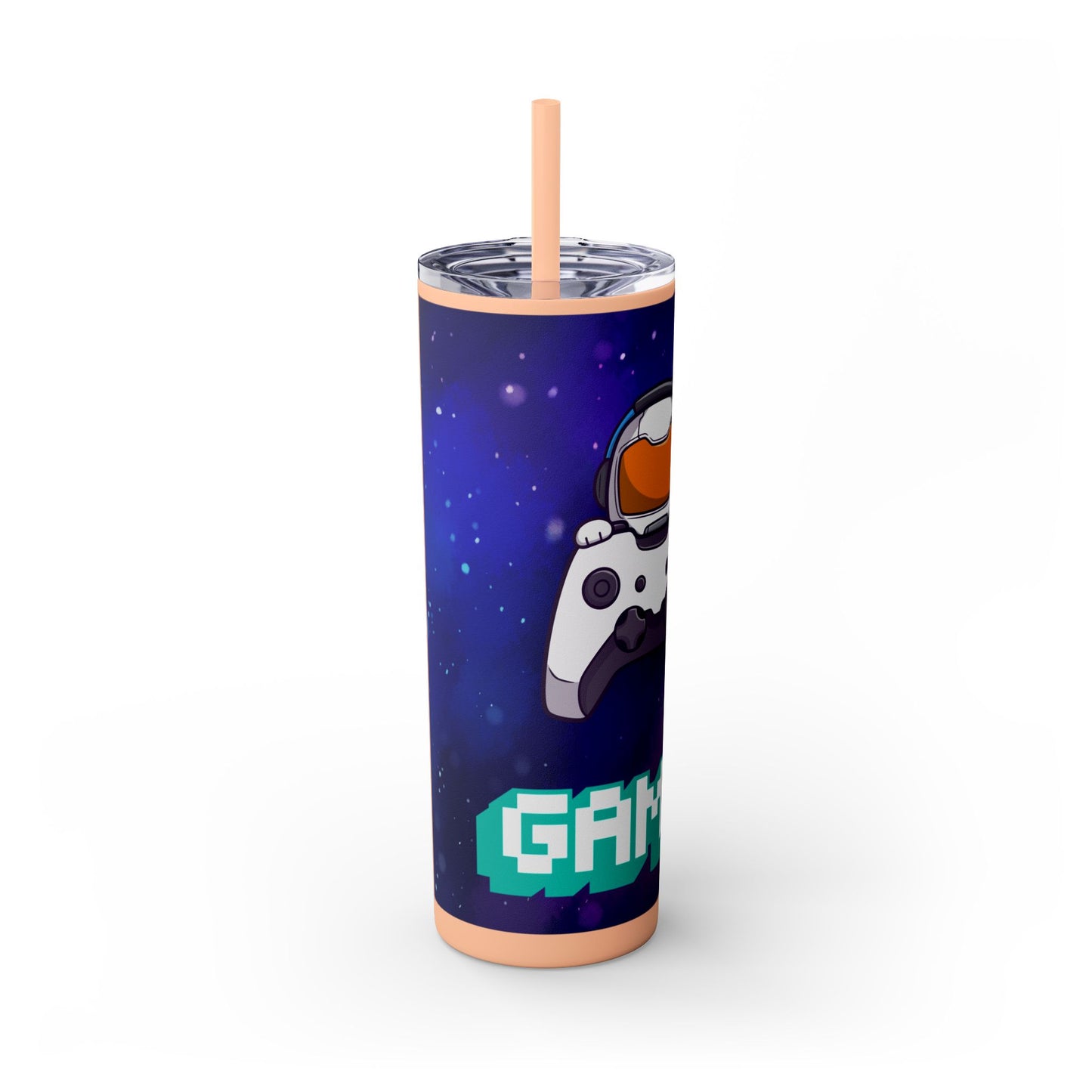 Tumbler Travel Cup Personalized Gamer Skinny Tumbler with Straw - 20oz - Cool Space Design