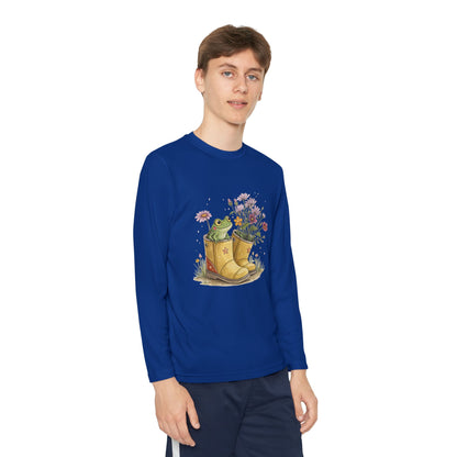 Youth Long Sleeve Tee — Froggy Garden Boots Illustration