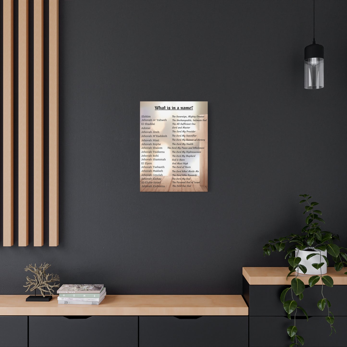 Wall Art Spiritual Print Inspirational Home Decor Religious Canvas Name of God Artwork Faith-Based Gift Idea Unique Scripture Art
