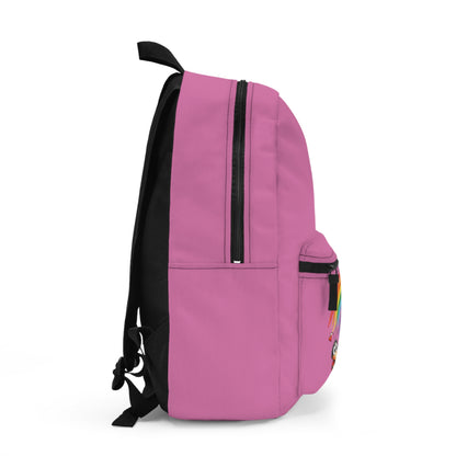 Pink Kids Backpack with Rainbow & Cute Bug Friends — School Bookbag for Girls