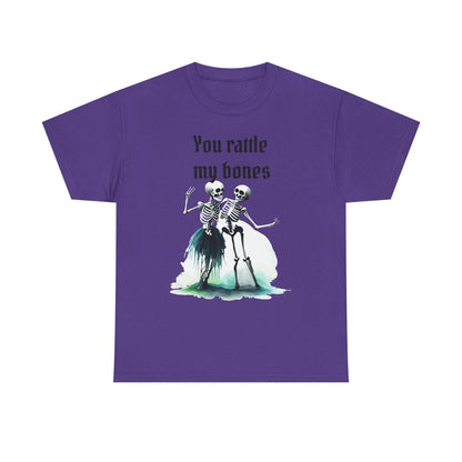 T-Shirt Skeleton Dance Tee  You Rattle My Bones Halloween Shirt Unisex Graphic Tee Cute Skeleton Costume Spooky Season Apparel