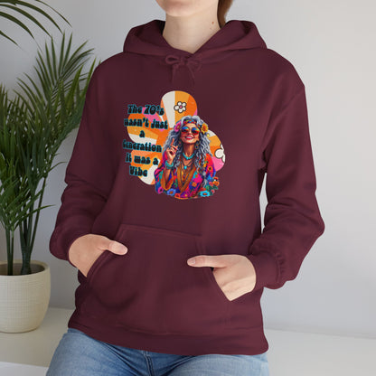 Retro Hippie Hoodie – "The 70's wasn't your generation it was mine" Colorful Boho Graphic