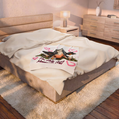 Velveteen Blanket – "The Holy Spirit Moooooves Me" Cute Cow Plush Throw
