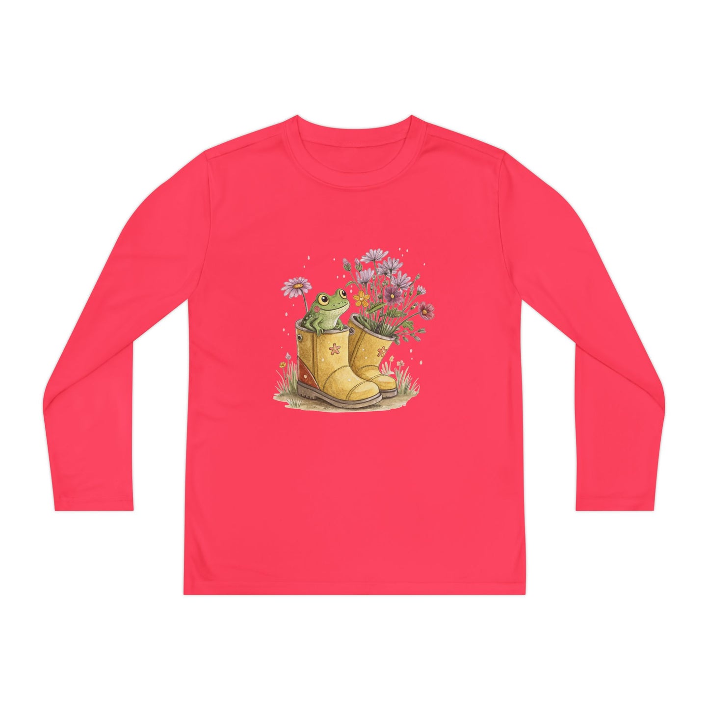 Youth Long Sleeve Tee — Froggy Garden Boots Illustration