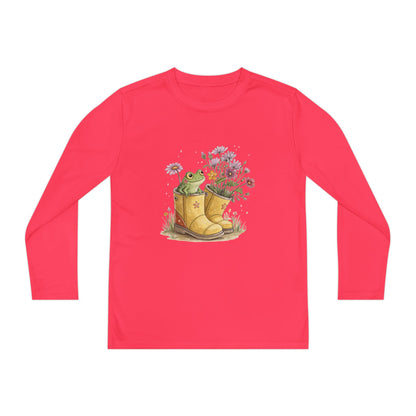 Youth Long Sleeve Tee — Froggy Garden Boots Illustration