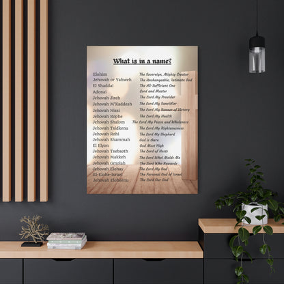 Wall Art Spiritual Print Inspirational Home Decor Religious Canvas Name of God Artwork Faith-Based Gift Idea Unique Scripture Art