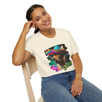 Sassy Chihuahua in Sombrero T-Shirt - Cute Mexican Dog Graphic Tee