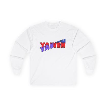 T-Shirt Long Sleeve Tee with 'YAWEH' Design Comfortable Casual Wear Gift for Friends or anyone Unique Shirt for Everyday Christian Style