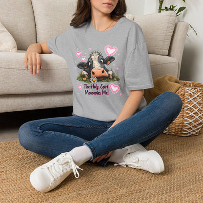 Holy Spirit T-shirt – Funny Faith-inspired Cow Design in 100% Cotton