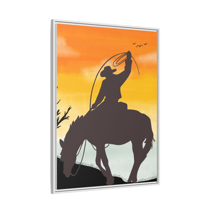 Framed Cowboy Rodeo Art Print Canvas Wall Decor Western Home Decor Rustic Cowboy Gift Equestrian Wall Art Country Themed Art Housewarming Gift
