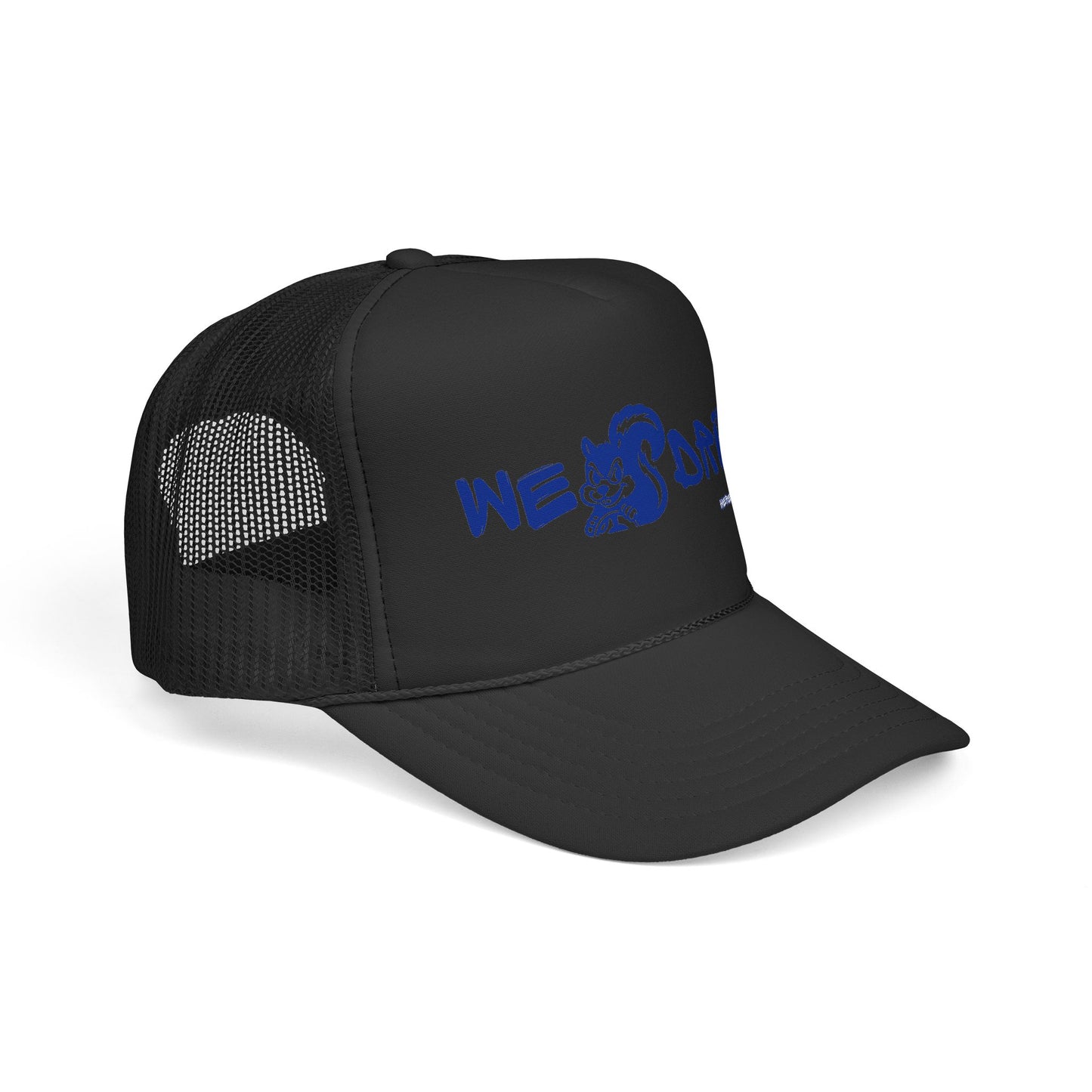 We Drive Trucker Hat — Blue Graphic Mesh Cap for Drivers & Car Enthusiasts
