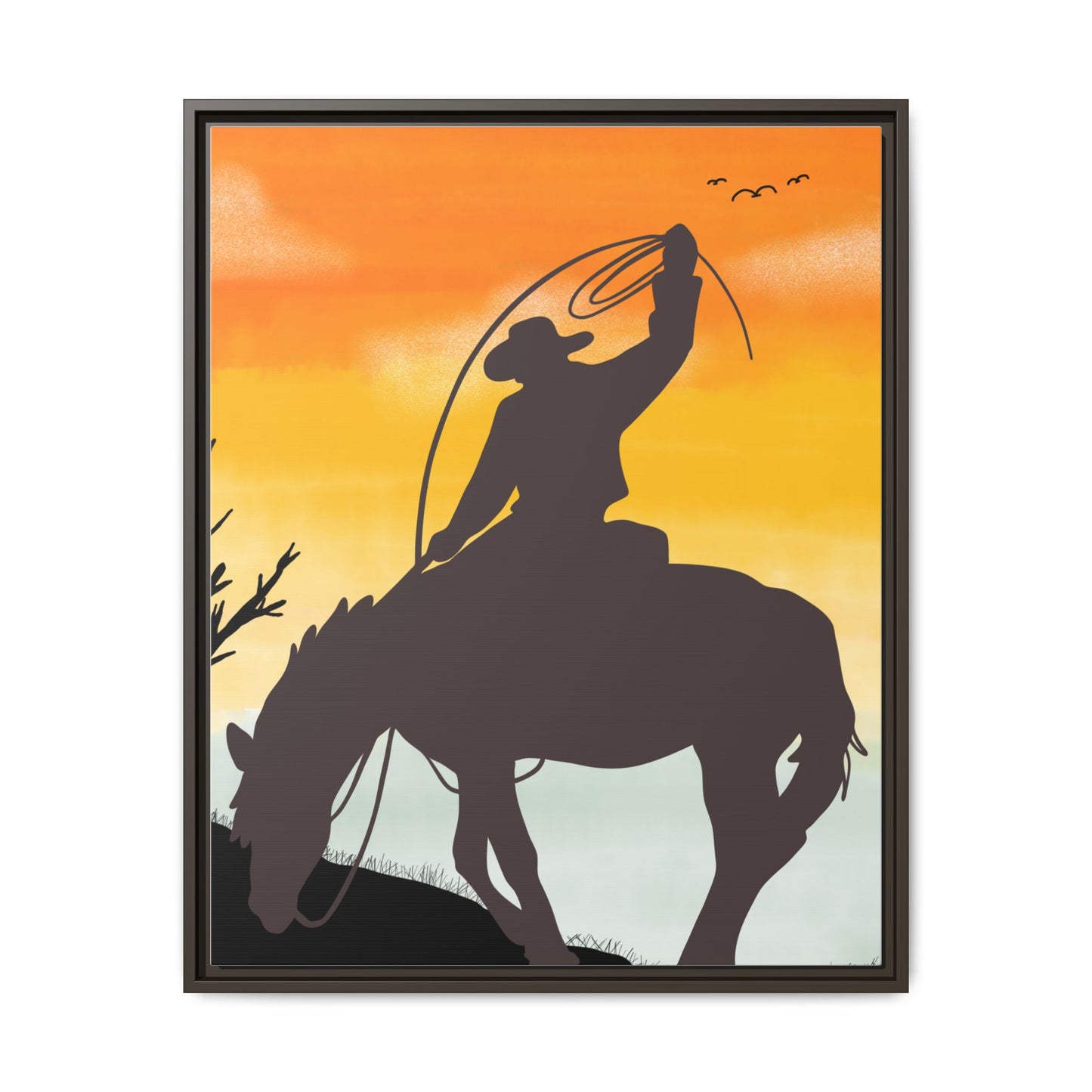 Framed Cowboy Rodeo Art Print Canvas Wall Decor Western Home Decor Rustic Cowboy Gift Equestrian Wall Art Country Themed Art Housewarming Gift