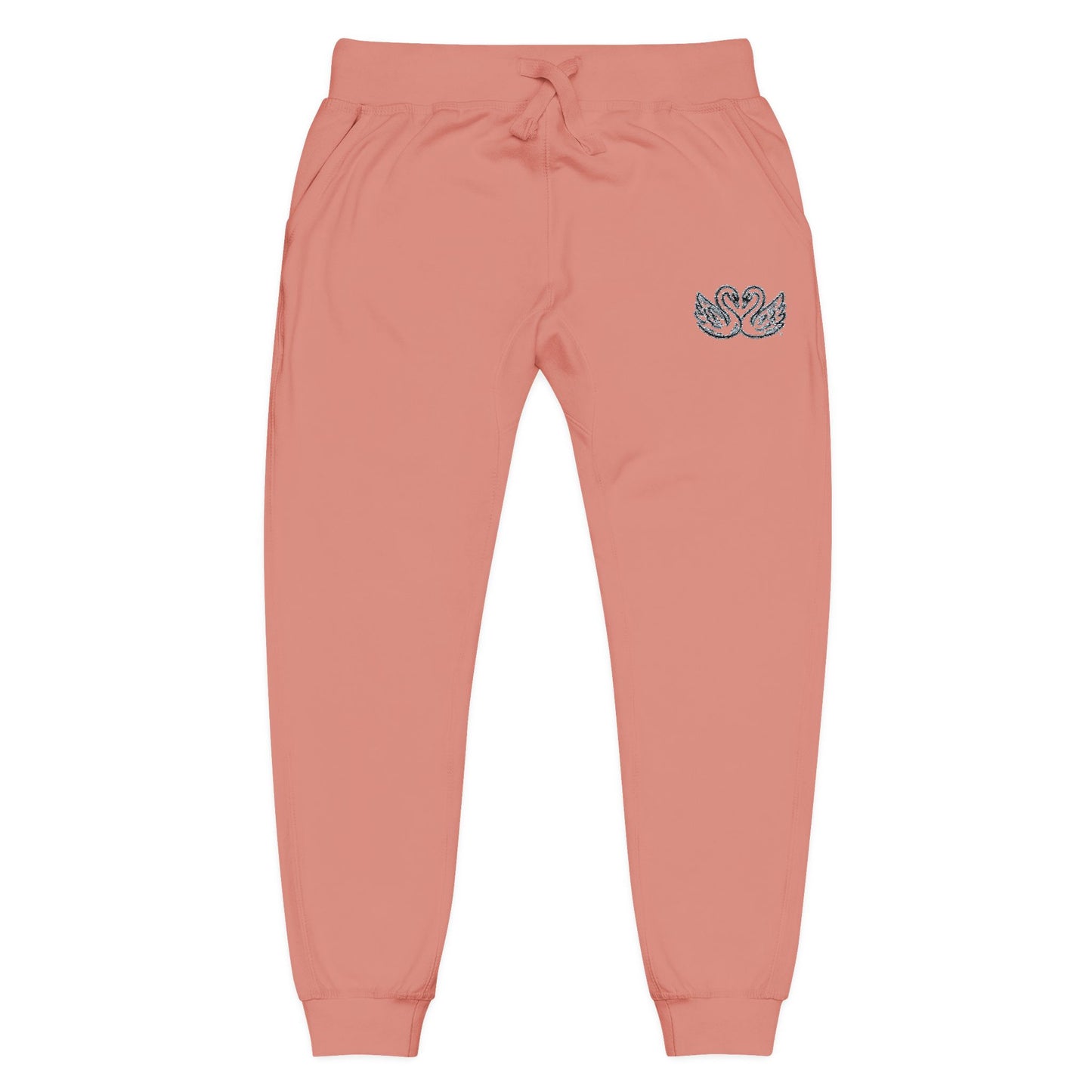 Embroidered Unisex Fleece Sweatpants - Cozy Comfort in Blush Pink