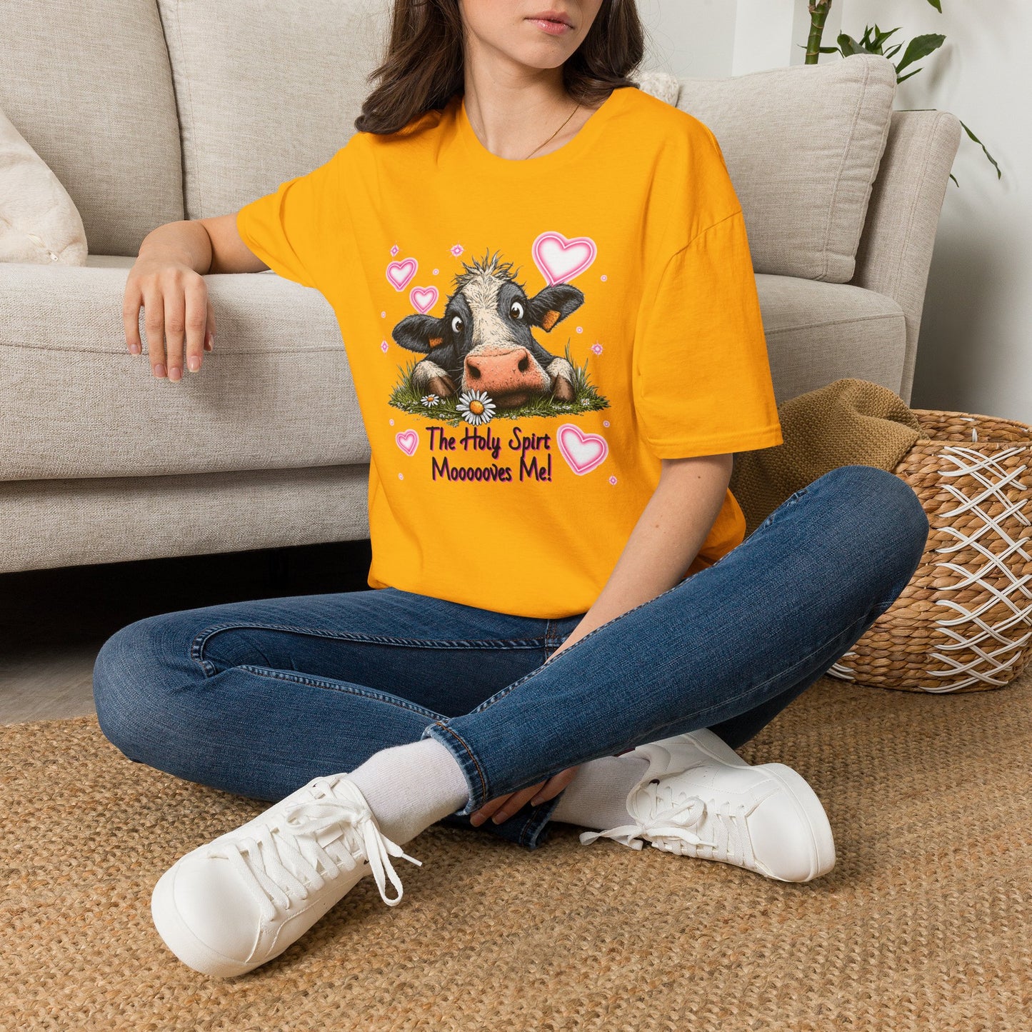 Holy Spirit T-shirt – Funny Faith-inspired Cow Design in 100% Cotton