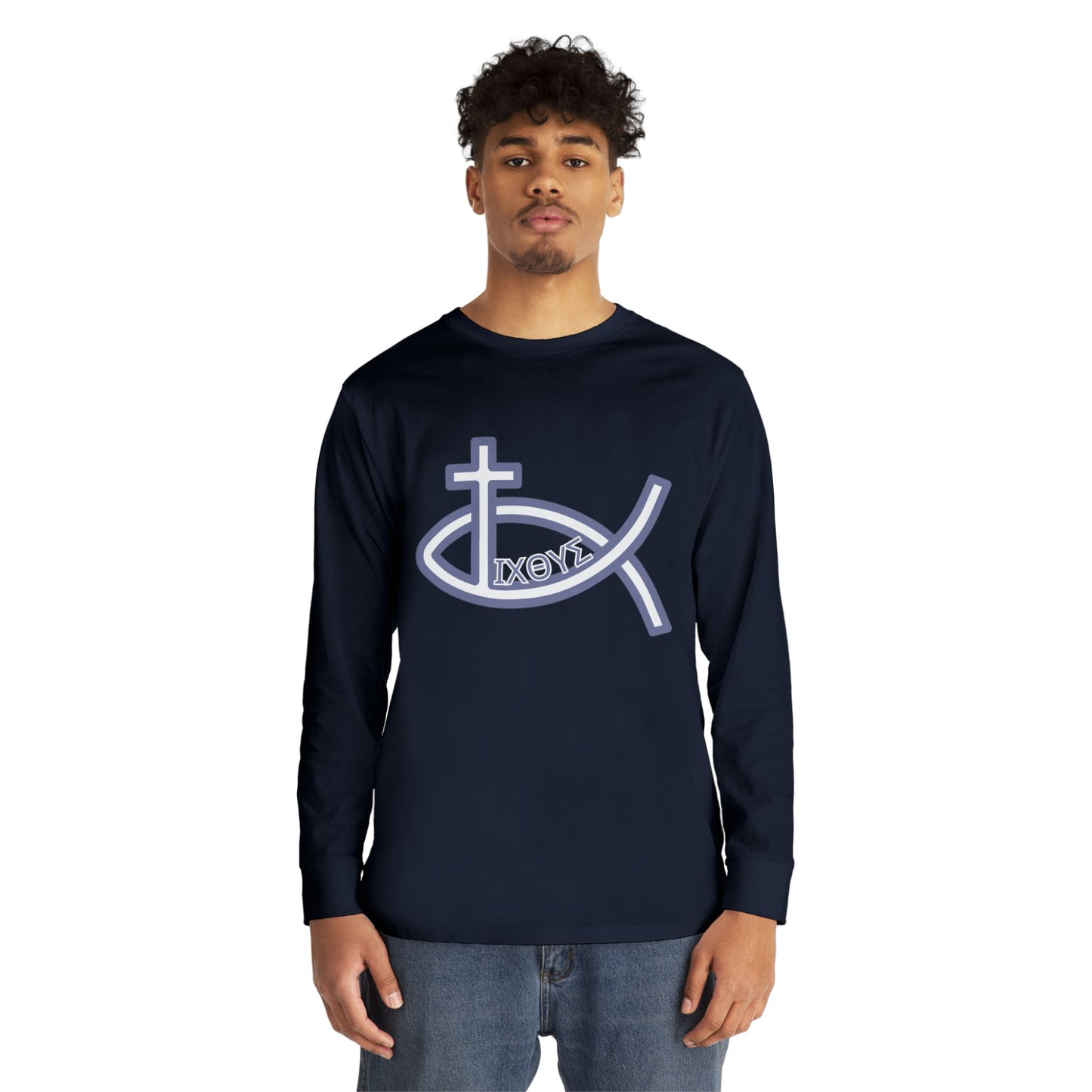 Faith-Inspired Long Sleeve Crewneck Tee - Perfect for Believers, Christian Gifts, Religious Apparel, Everyday Wear, Inspirational Clothing