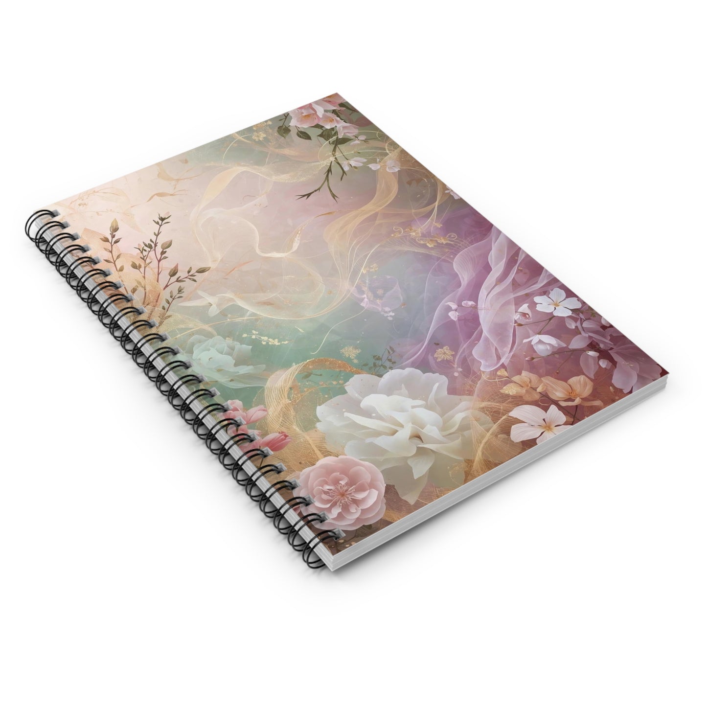 Floral Dream Spiral Notebook Ruled Lined Journal with Pastel Watercolor Cover
