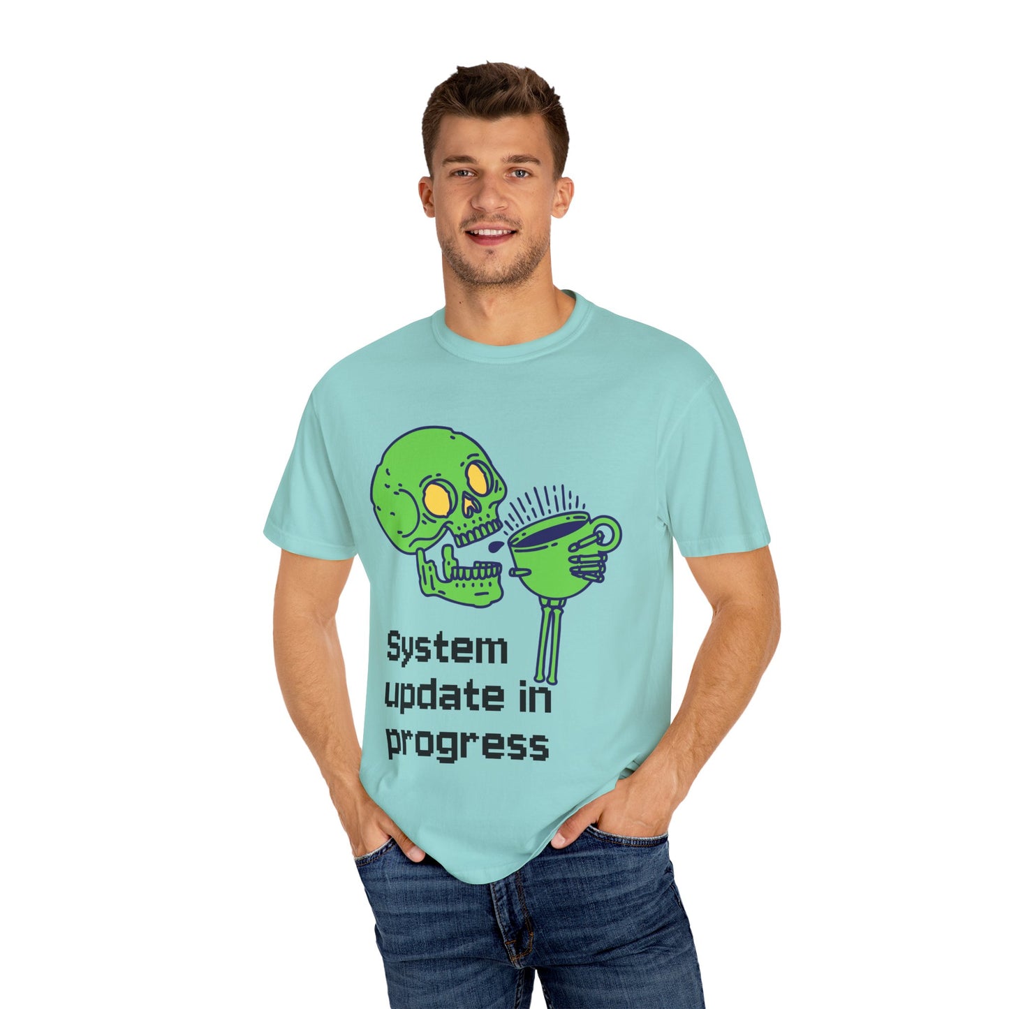 T-Shirt Funny Skeleton T-Shirt Unisex Graphic Tee Halloween Shirt Casual Wear Gift for Tech Lovers Humor Apparel