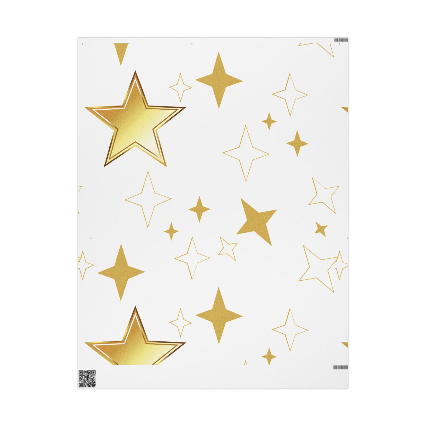 Gold Star Wrapping Paper Roll - Festive Birthday & Celebration Gift Wrap