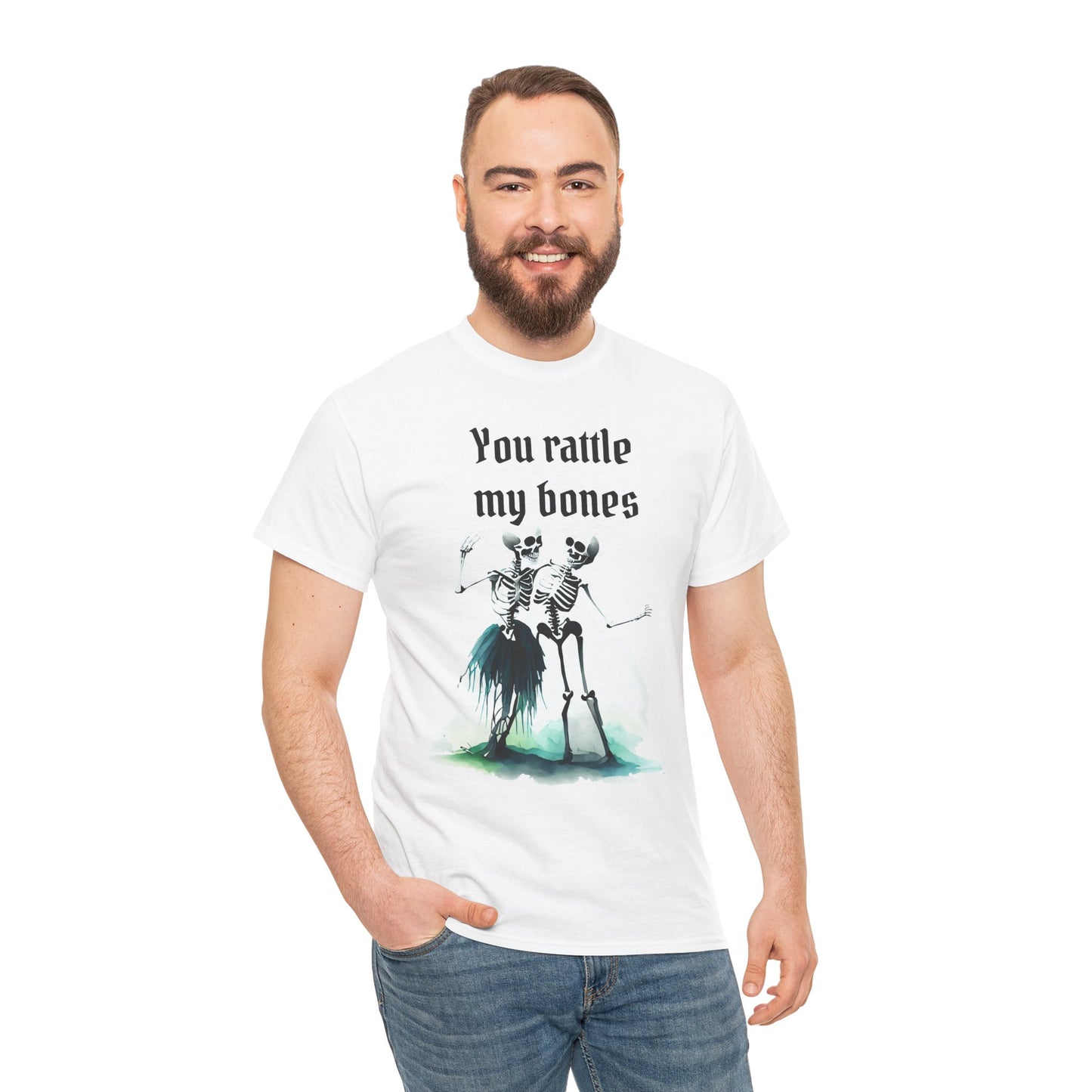 T-Shirt Skeleton Dance Tee  You Rattle My Bones Halloween Shirt Unisex Graphic Tee Cute Skeleton Costume Spooky Season Apparel