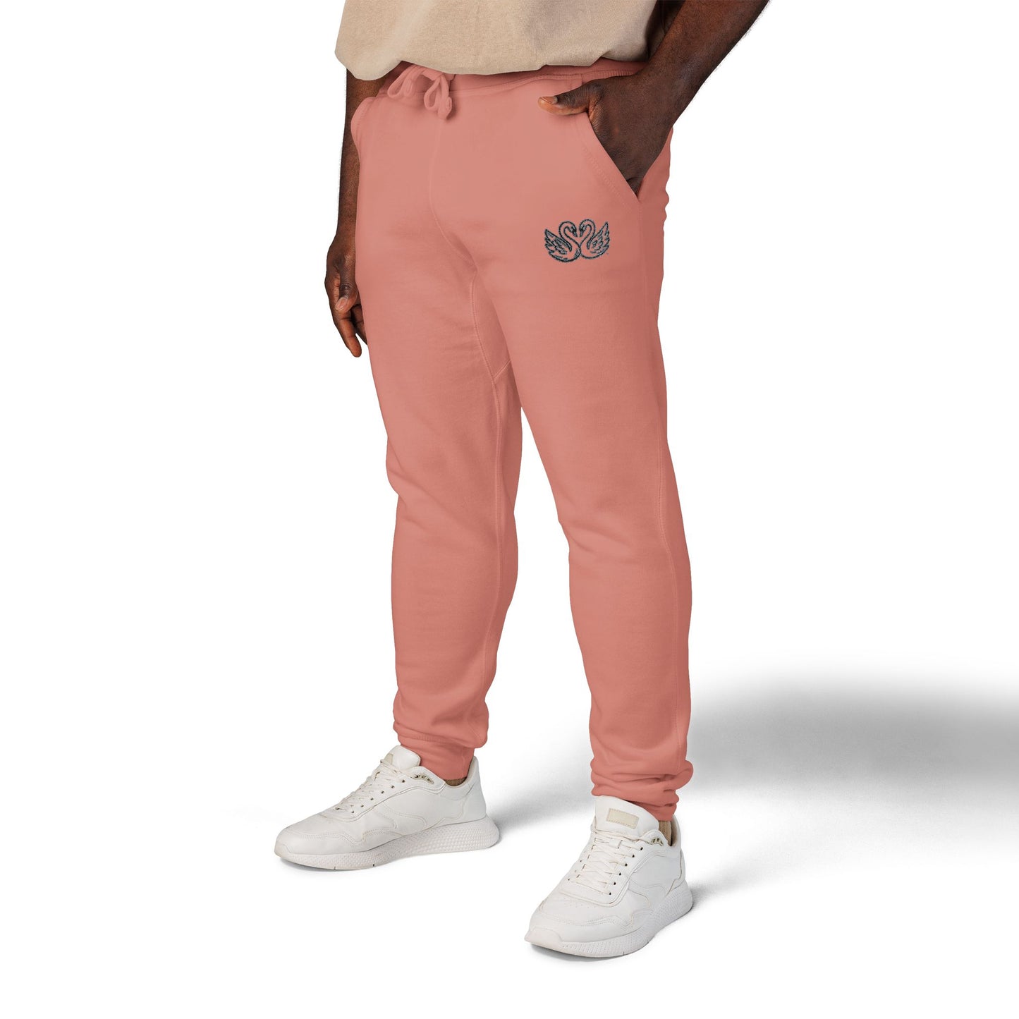 Embroidered Unisex Fleece Sweatpants - Cozy Comfort in Blush Pink