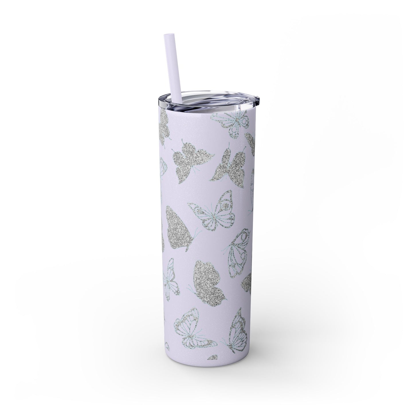 Tumbler Travel Butterfly Design Skinny Tumbler with Straw - 20oz, Stylish Drinkware for Nature Lovers Gift for Anyone