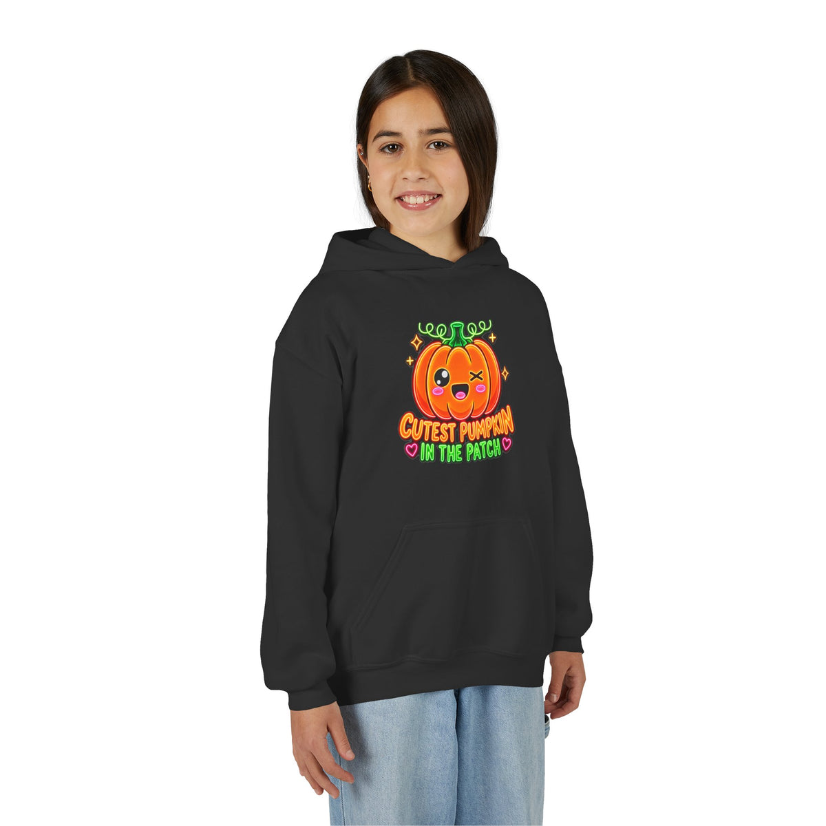 Youth Hoodie — "Cutest Pumpkin in the Patch" Cute Halloween Pumpkin Pullover
