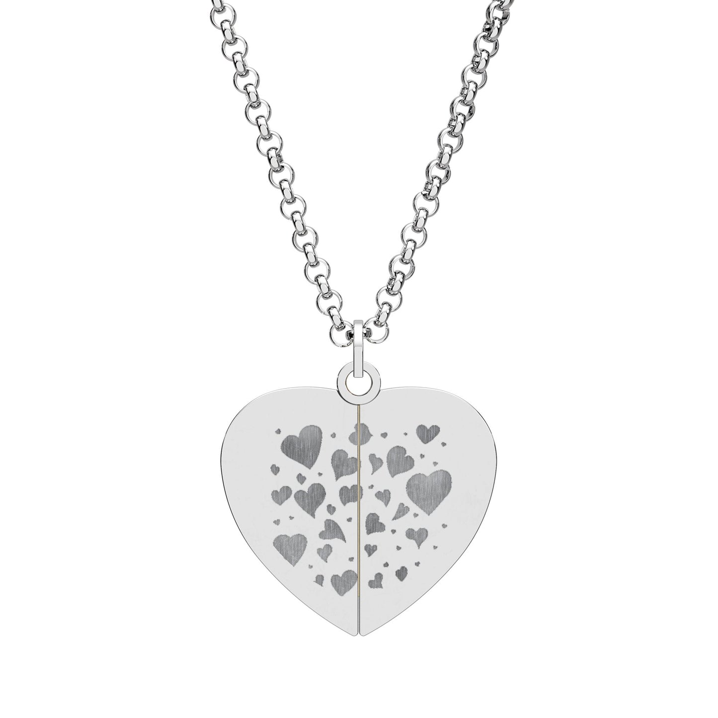 Engravable Hidden Message Heart Necklace – Split Locket with Personalized Disc