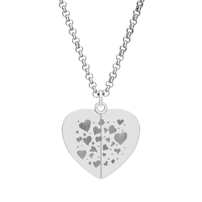 Engravable Hidden Message Heart Necklace – Split Locket with Personalized Disc
