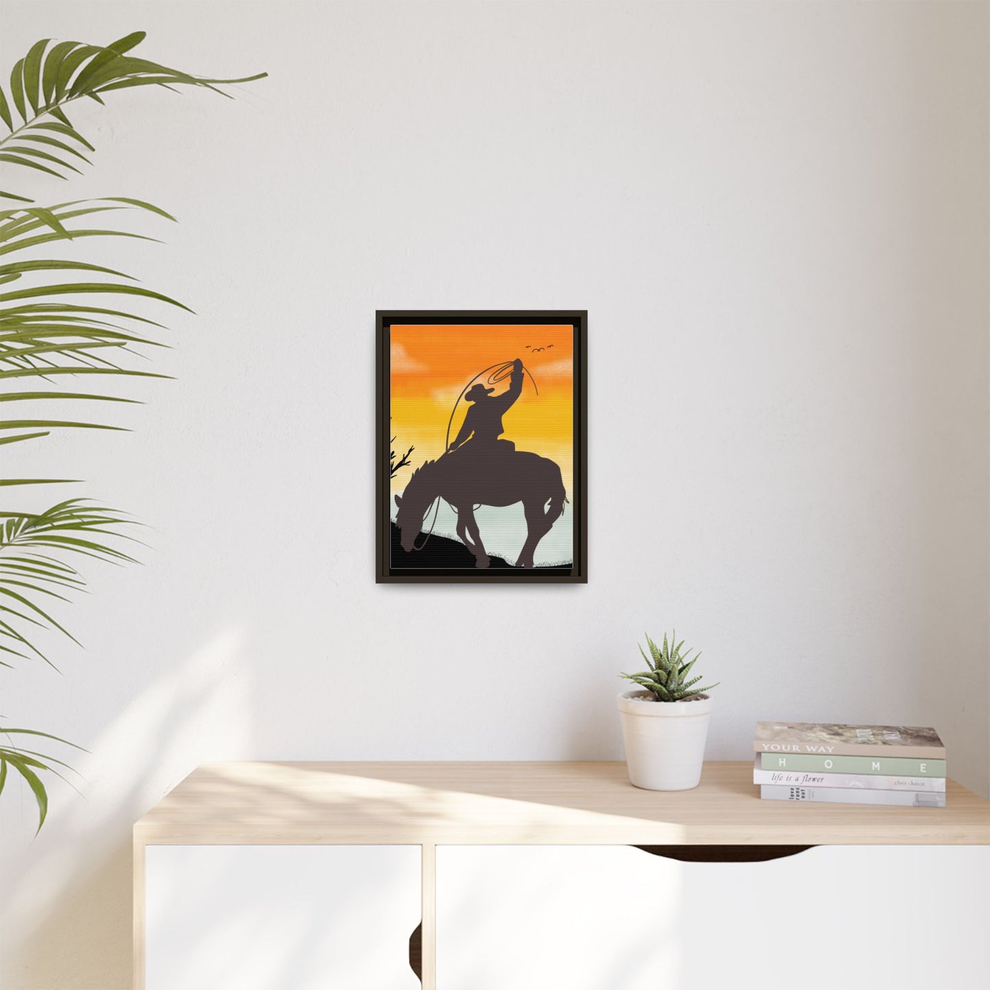 Framed Cowboy Rodeo Art Print Canvas Wall Decor Western Home Decor Rustic Cowboy Gift Equestrian Wall Art Country Themed Art Housewarming Gift