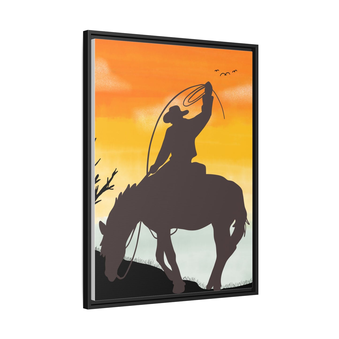 Framed Cowboy Rodeo Art Print Canvas Wall Decor Western Home Decor Rustic Cowboy Gift Equestrian Wall Art Country Themed Art Housewarming Gift