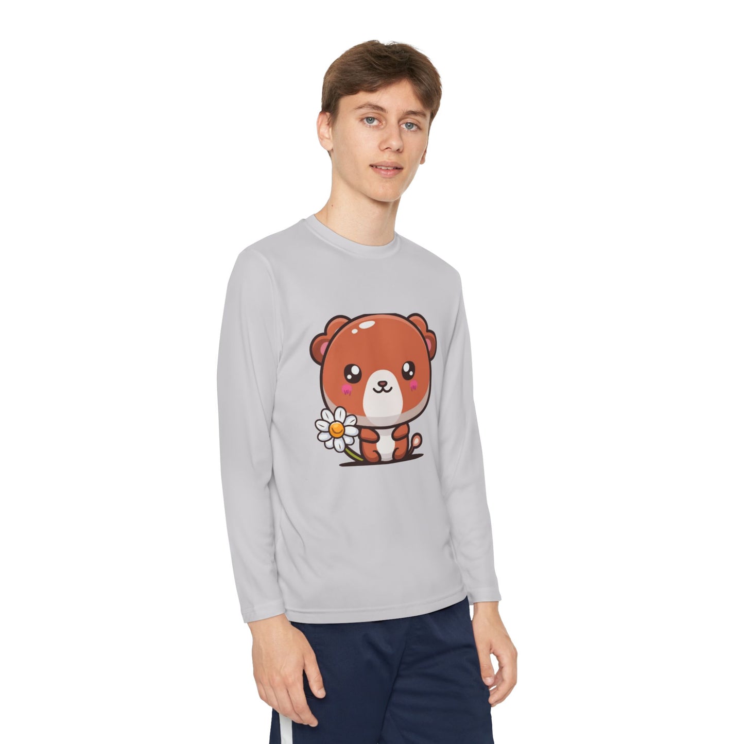 T-Shirt Cute Bear Youth Long Sleeve Competitor Tee Kids Bear Shirt Playful Tee for Boys and Girls Adorable Spring Apparel Gift