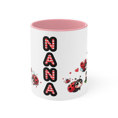 Coffee Mug Personalized Nana Ladybug Accent Mug - Cute Gift for Grandmothers