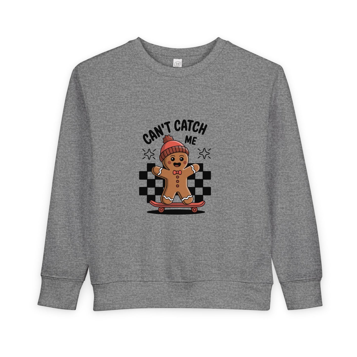 T-Shirt Playful Toddler Sweatshirt with 'Can’t Catch Me' Design Cute Kids Outfit Fun Holiday Gift Cozy Fall Wear Cheeky Gingerbread Sweater