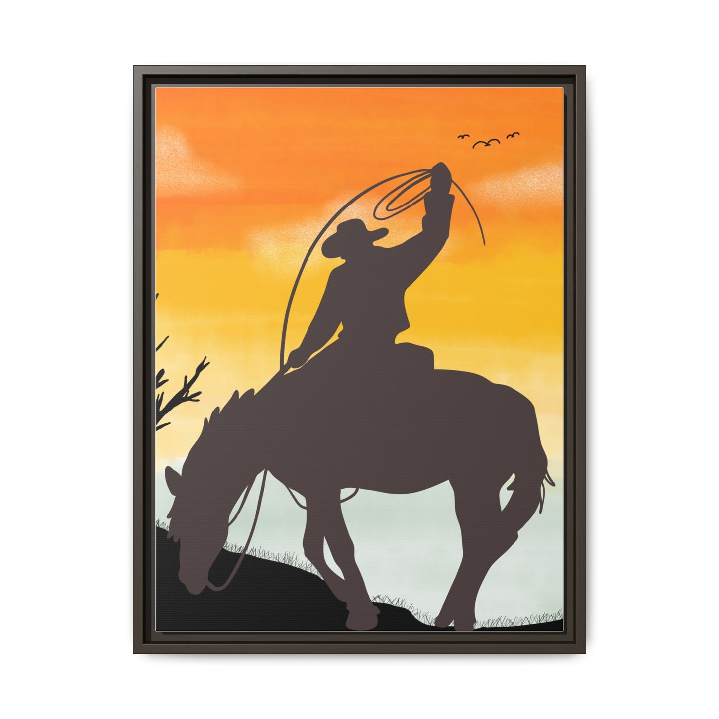 Framed Cowboy Rodeo Art Print Canvas Wall Decor Western Home Decor Rustic Cowboy Gift Equestrian Wall Art Country Themed Art Housewarming Gift