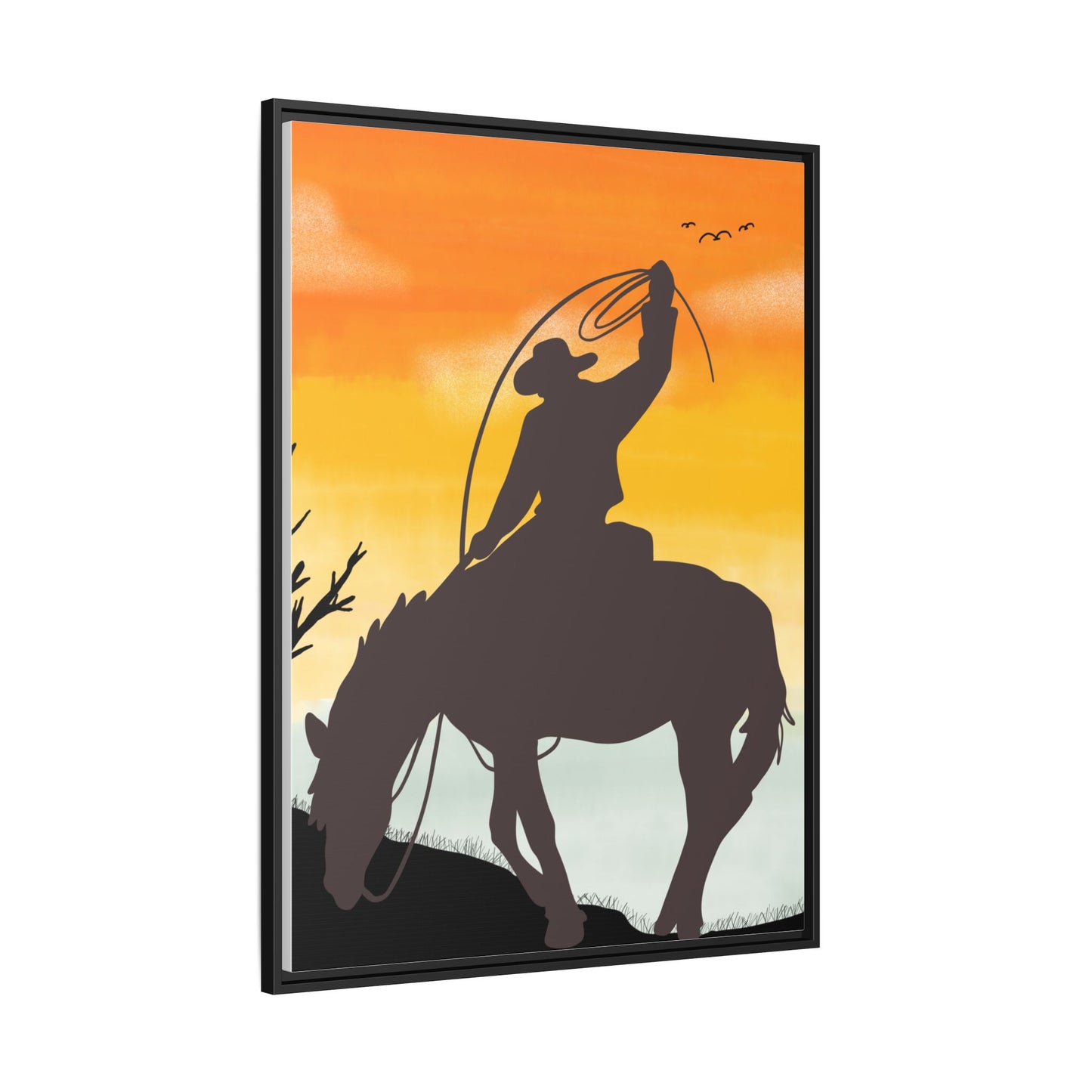 Framed Cowboy Rodeo Art Print Canvas Wall Decor Western Home Decor Rustic Cowboy Gift Equestrian Wall Art Country Themed Art Housewarming Gift