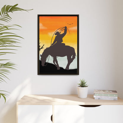 Framed Cowboy Rodeo Art Print Canvas Wall Decor Western Home Decor Rustic Cowboy Gift Equestrian Wall Art Country Themed Art Housewarming Gift