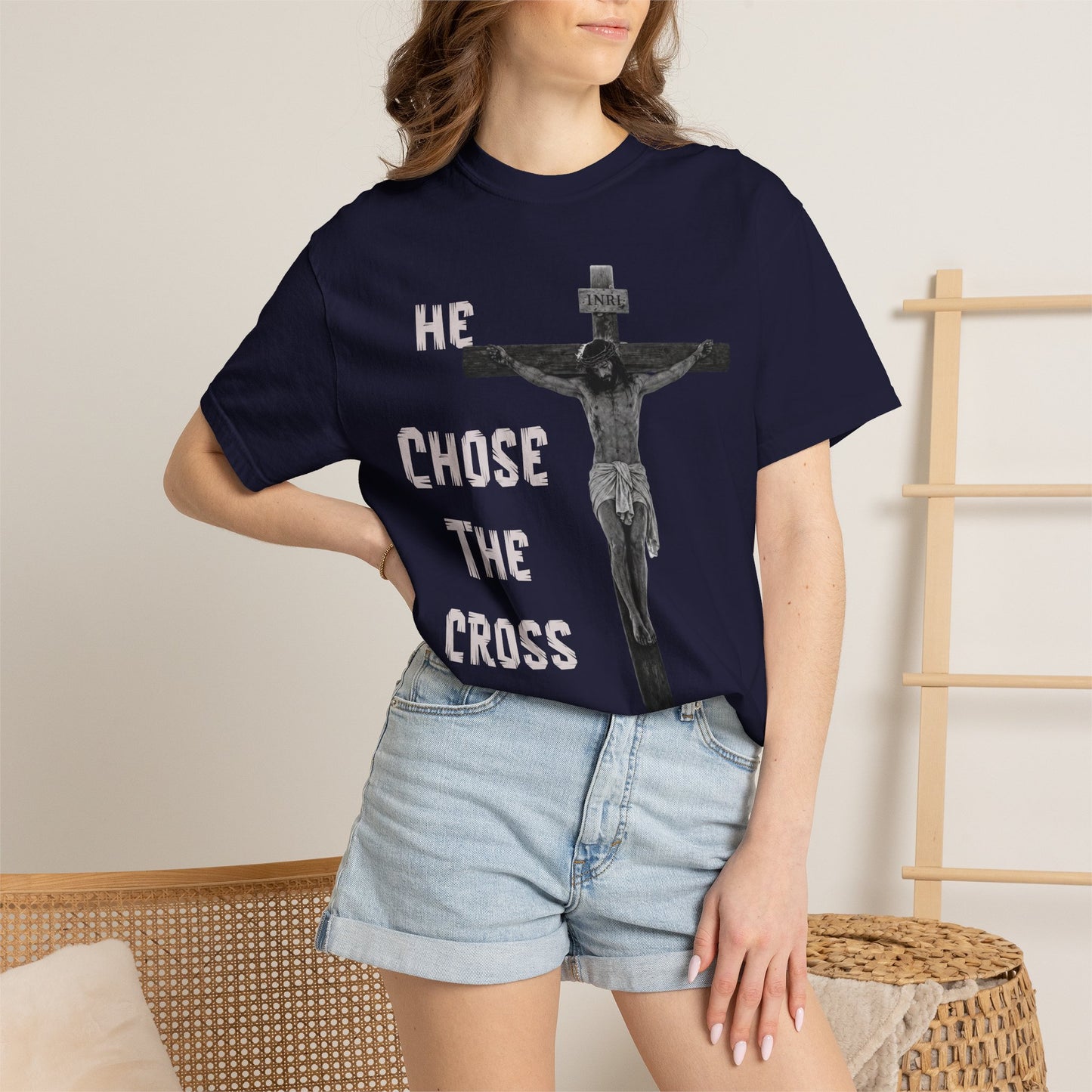 He Chose The Cross Christian Graphic T-Shirt Faith based Tee Spiritual Gift