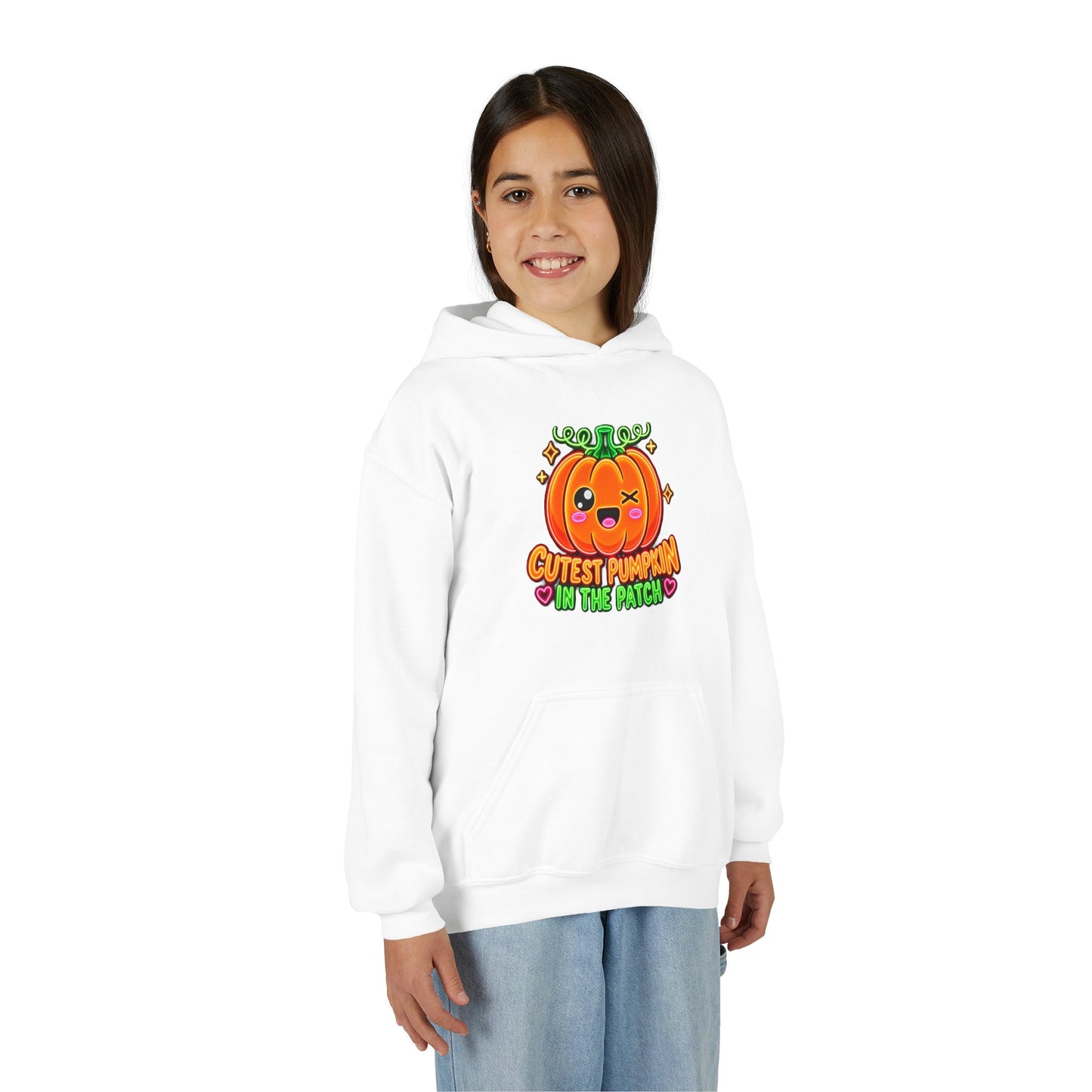 Youth Hoodie — "Cutest Pumpkin in the Patch" Cute Halloween Pumpkin Pullover
