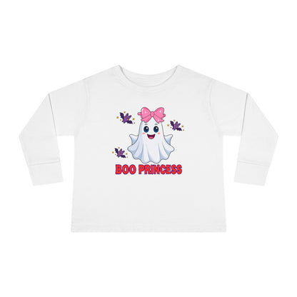 Boo Princess Toddler Long Sleeve Tee Cute Ghost Halloween Family Fun Photo Matching Family Tee Halloween Fun