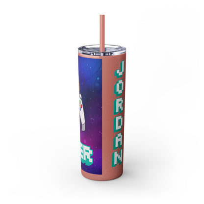 Tumbler Travel Cup Personalized Gamer Skinny Tumbler with Straw - 20oz - Cool Space Design