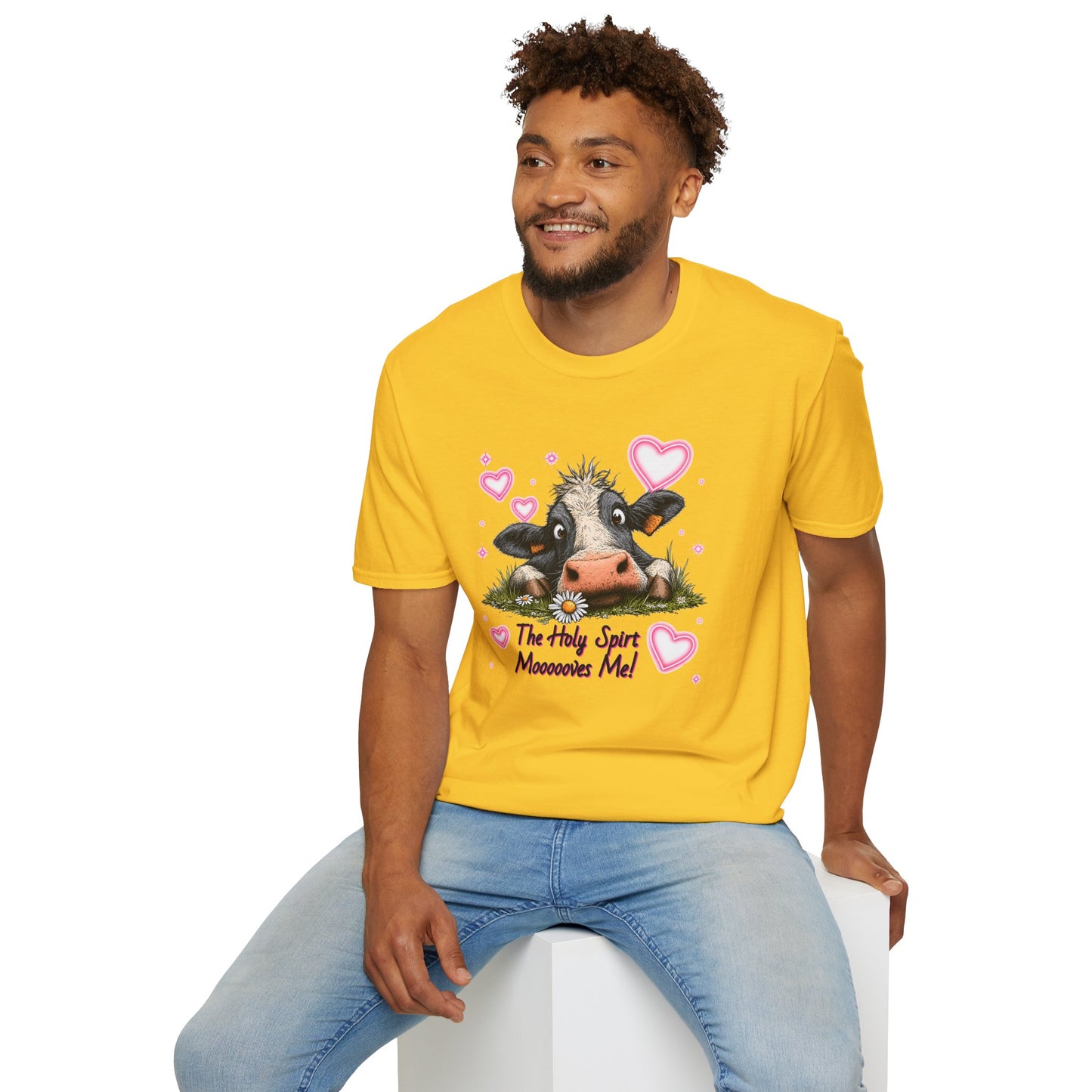 Holy Spirit T-shirt – Funny Faith-inspired Cow Design in 100% Cotton