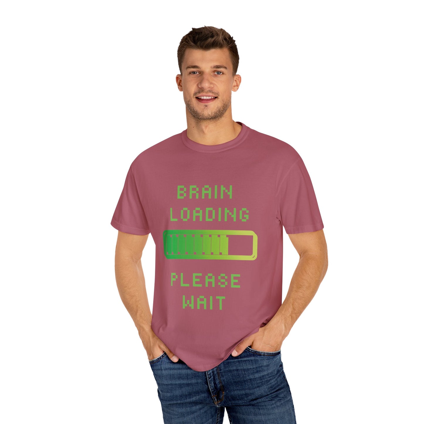 T-Shirt Loading Awareness T-Shirt - 8-bit Humor Gamer Gift Brain Loading Tee Unisex Graphic Shirt Quirky Humor Clothing