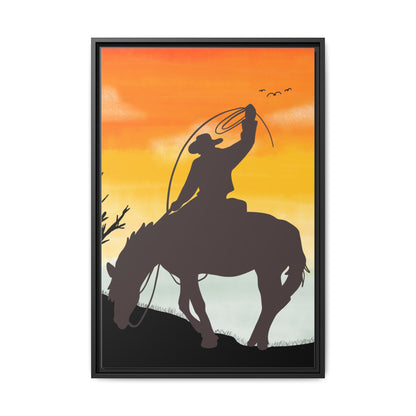 Framed Cowboy Rodeo Art Print Canvas Wall Decor Western Home Decor Rustic Cowboy Gift Equestrian Wall Art Country Themed Art Housewarming Gift