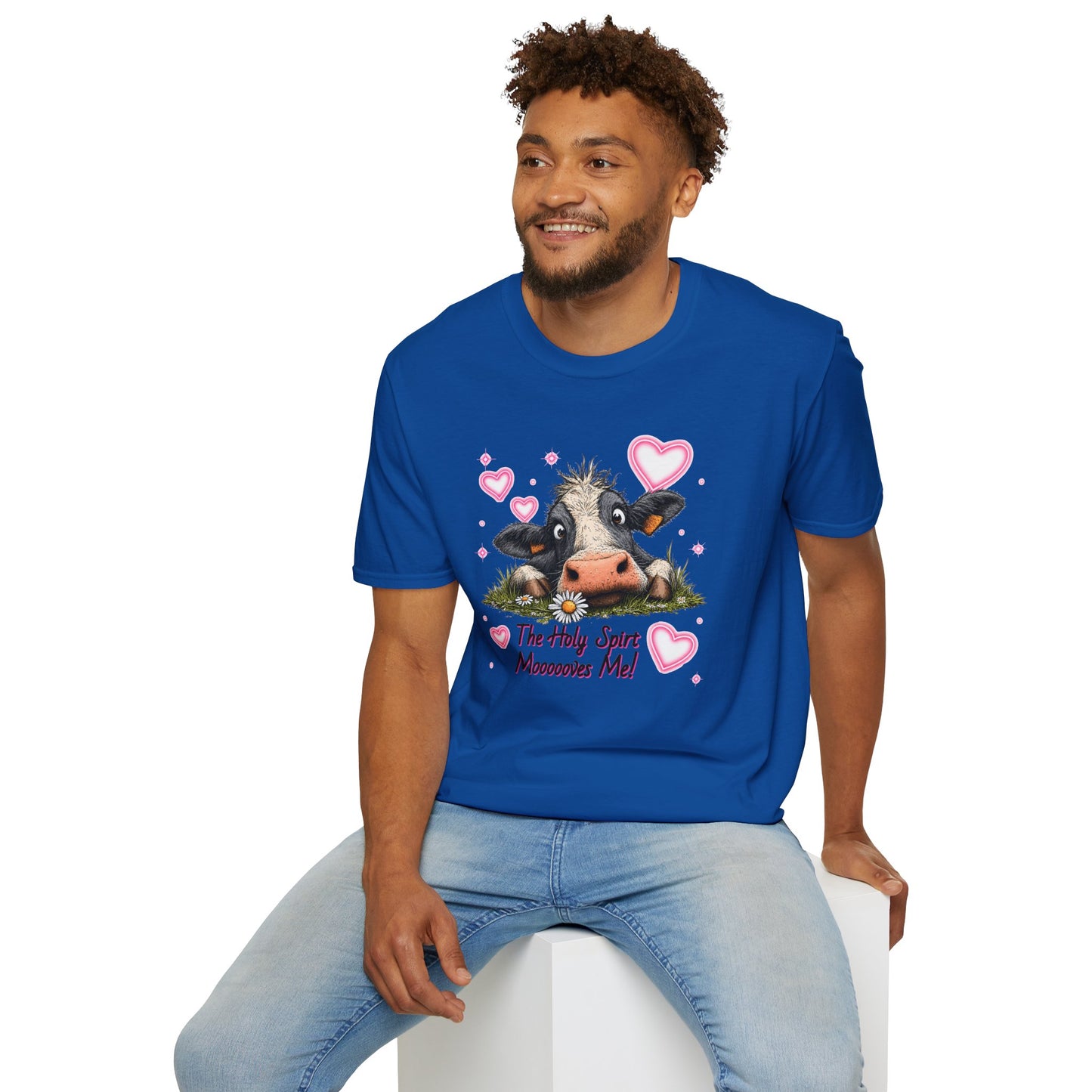 Holy Spirit T-shirt – Funny Faith-inspired Cow Design in 100% Cotton